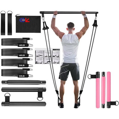Portable Yoga Pilates Bar Kit w/ Resistance Bands